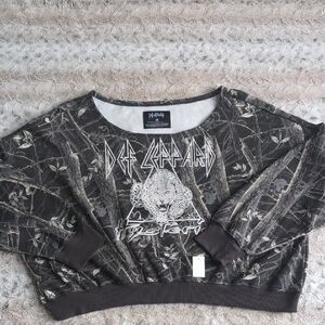 Def Leppard Off The Shoulder Cropped Hysteria Sweatshirt